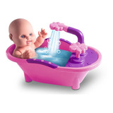 Boneca Bebê Com Banheira Banho Sai Água De Verdade Milkinhas