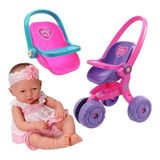 Boneca Bebe Reborn Ninos Recem Nascida + Carrinho + Conforto