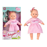 Boneca Bebezinho Com Vestido Estampa Rosa