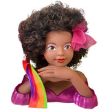 Boneca Charmosa Busto Rainbow Unicórnio Negra