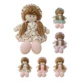 Boneca Clarinha Rosa Vestido Floral De Pelucia Antiga 37cm