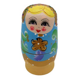 Boneca Matryoshka Russa 5 Peças Azul