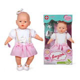 Boneca Nenezinho Vestido Branco E Rosa 44cm Estrela