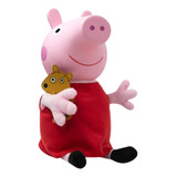 Boneca Peppa Pig Em Pelúcia 32cm - Baby Brink Licenciado Cor Vermelho