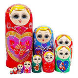 Boneca Russa De Madeira, Ornamento Empilhável 10 Peças