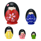 Boneca Russa De Madeira De 5 Peças Matryoshka Bonecas Fofas