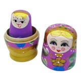 Boneca Russa Empilháveis 5 Peças Madeira Violeta Matrioskas