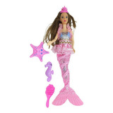 Boneca Sereia Acende Luz Emite Som Musical Barbie Princesas