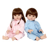 Boneca Tipo Reborn Casal Gêmeos Recem Nascido Realista Itens