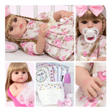 Boneca Tipo Reborn Realista Menina Loira Linda Kit 13 Itens