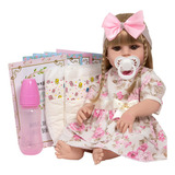 Boneca Tipo Reborn Realista Menina Loira Linda Kit 13 Itens