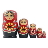 Bonecas Russas Matryoshka 5 Peças Vermelho