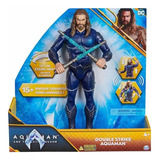 Boneco Aquaman 30cm Ataque Duplo Luz