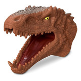 Boneco Dinossauro Fantoche Cabeça Tiranossauro Rex Marrom