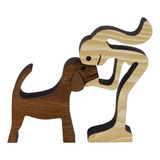 Boneco Escultura Madeira Decoração Pet 2 Peças