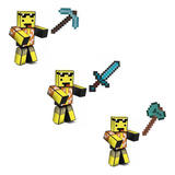 Boneco Minecraft Mel 25cm Streamers Original + 1 Arma