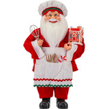 Boneco Natal Papai Noel Gourmet Master Chef Tecido 41cm
