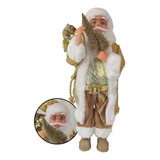 Boneco Papai Noel 45cm Natalino Natal Dourado Decoraçao