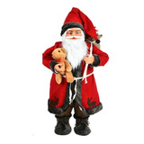 Boneco Papai Noel Com Urso 60cm Decoração Natal