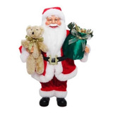 Boneco Papai Noel Decorativo Natalino Presentes Ursinho Cor Bege