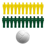 Bonecos Para Mesa De Pebolim Amarelo E Verde 22un + Bolinha
