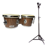 Bongo Com Pedestal Madeira Fosca 7x8 Torelli Tb011