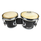 Bongo Preto 6x7 De Madeira Com Pele Animal Torelli Tb010 F*