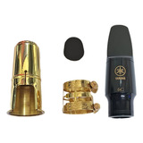 Boquilha Sax Alto Yamaha 6 C Braçadeira E Protetor Dourados