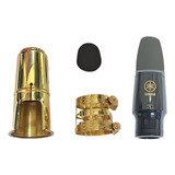Boquilha Sax Alto Yamaha 7 C Braçadeira E Protetor Dourados