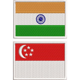 Bordado Bandeira India E Singapura Moto