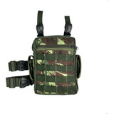 Bornal De Perna Tático Camuflado 4 Compartimentos Com Ziper