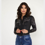 Bory Camisa Para Mulheres Boiadeira Manga Longa Rodeio Sexy