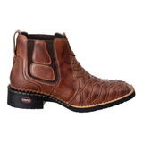 Bota Botina Escama 100% De Couro Cano Curto Country