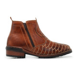 Bota Botina Escamada Country Couro Cano Curto Texana