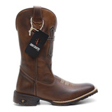 Bota Botina Texana Country Masculina 100% Em Couro Legítimo 