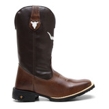 Bota Botina Texana Masculina Cara De Boi Country Em Couro