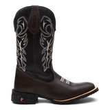 Bota Botina Texana Masculina Country Em Couro + Carteira