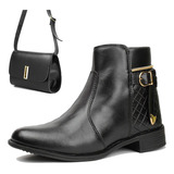 Bota Coturno Feminina Kit Com Bolsa