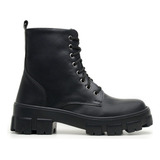 Bota Coturno Feminino Confort Tratorado Cano Curto 