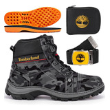 Bota Coturno Masculino Em Couro Impermeável Timberland + Kit