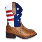 Bota Country Texana Infantil Couro Masculina Botinha