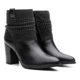 Bota Couro Malha Metal Black Lisa