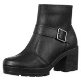 Bota Feminina Cano Curto Salto Médio Detalhe Fivela Conforto