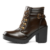 Bota Feminina Cano Curto Tratorada Zíper Confort