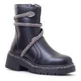 Bota Feminina Coturno Blogueira Snake Couro Cano Médio Zíper