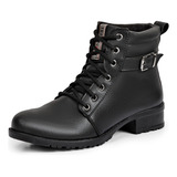 Bota Feminina Coturno Casual Salto Cano Curto Original 