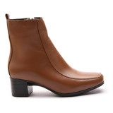Bota Feminina Couro Legítimo Bico Quadrado