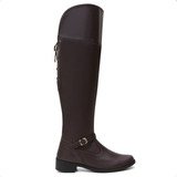 Bota Feminina Over Zíper Amarração Pluz Size + 1 Par De Meia