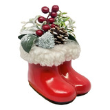 Bota Galocha Enfeite De Natal Em Ceramica Cor Vermelho