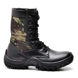 Bota Infantil Coturno Militar Unissex Preto Camuflado